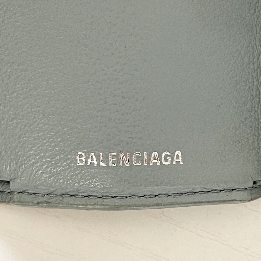 Balenciaga blue leather silver logo mini trifold wallet - Picture 9 of 9